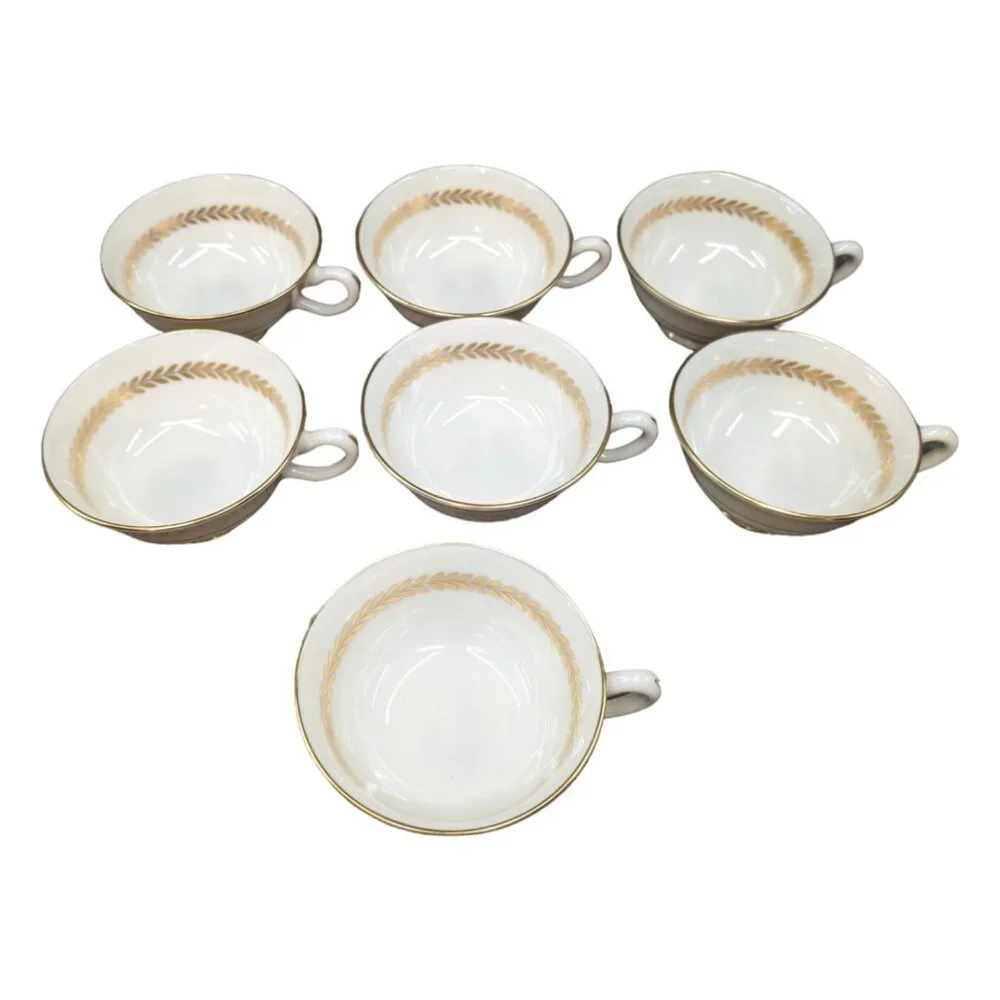 Vtg Lenox Imperial P-338 Tea Cup LOT OF 7 Cream Gold Laurel Trim Footed 6 OZ USA